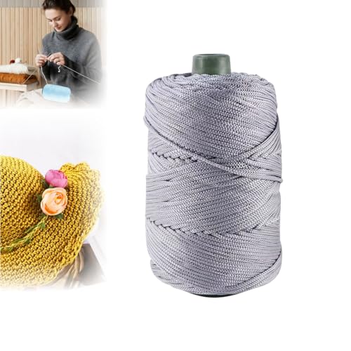 Polyester Garn 4mm X 200m,Makramee Garn 4mm,Makramee Band，Polypropylene Yarn,Geflochten Makramee Schnur Farbig,Garn Zum Häkeln Für Stricken,Dekoration DIY Handwerk (Grau) von Generisch