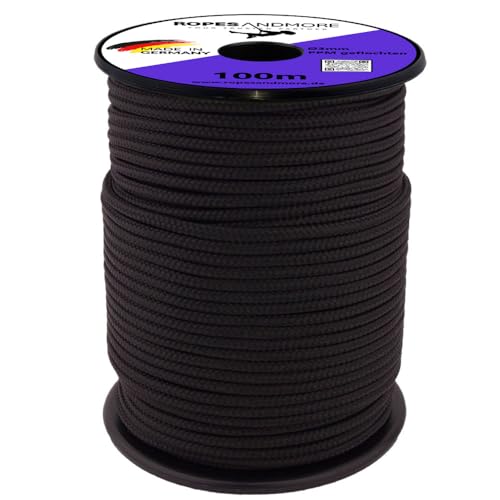Polypropylenseil 3mm geflochten – 100 m Allzweckseil in 30+ Farben – leicht, reißfest & UV-beständig für Deko, Garten & DIY – Ropes and More (Schwarz) von Generisch