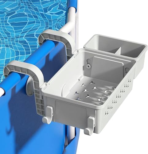Pool Aufbewahrungskorb, Pool Korb aus Recyceltem Kunststoff, Pool Getränkehalter Hot Tub Zubehör Multifunktionales Pool Zubehör für Aufstellpool Schwimmbad Oberirdischen (White) von Generisch