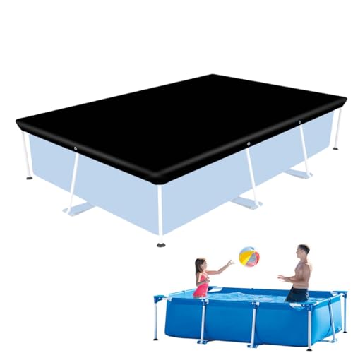 Poolabdeckung Rechteckig für Rahmenpools - Wasserdicht, UV-beständig & Staubschutz Abdeckplane - Starke Wetterfeste Plane Schwarz (Größen: 259x170cm/300x201cm/400x211cm) (400 * 211cm) von Generisch