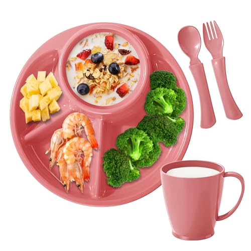 Portion Kontrolle Teller - Portionskontrollteller für Kinder | Vierfach Unterteilte Ovale Schüssel Für Haushalt Kantine Camping von Generisch