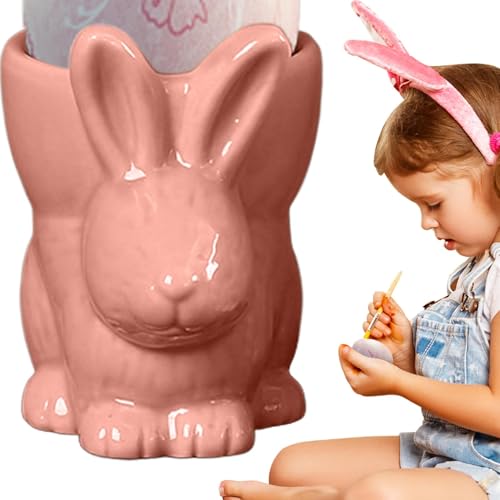 Porzellan-Eierbecher – Osterhasen-Porzellan-Kerzenhalter, niedlicher stabiler Vintage-Eierbecher für Frühling, Zuhause, Partys, Dekoration, Gastgeschenke von Generisch
