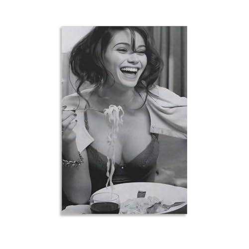 Poster mit Aufschrift "Woman Eating Spaghetti", schwarz-weiß, Vintage-Poster, Kunstdruck, Wandfoto, Farbe, Poster, hängendes Bild F Poster mit Aufschrift "Woman Eating Spaghetti", schwarz-weiß, Vintage-Poster, Kunstdruck, Wandfoto, Farbe, Poster, hängendes Bild F von Generisch