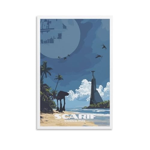 Poster mit Vintage-Filmreise, Scarif Star The Wars, für Zimmer, ästhetische Leinwand, Badezimmer-Kunst, Wanddekoration, Fotodrucke, 30 x 45 cm von Generisch