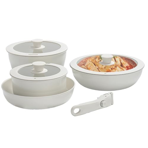 Pots and Pans Set, Non-Stick Cookware Set with Removable Detachable Handle, Space-Saving Kitchen Utensils for Home, Apartment, Camping, Picnic, & Everyday Cooking von Generisch