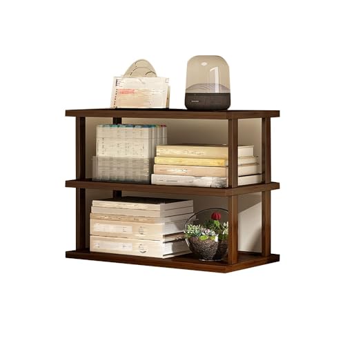 Präsentationsregal, 2/3-stufiger Schreibtisch Bücherregal Organizer Aus Holz, Arbeitsplatten Lagerregal, Schreibtischregal Für Kleine Räume(Brown,3-Tier 65x23x37cm) von Generisch