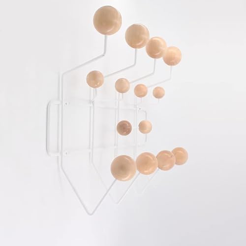 Praktische Klassische Hang It All Garderobe - Mid-Century Pop Wood Ball Metall, Minimalistische Wandmontage Mit Massiven WalnussholzkugelnBeige,S von Generisch