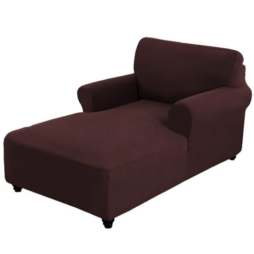 Premium Chaiselongue-Bezug – dehnbarer einteiliger Schonbezug für Sofa – weiches Polyestergewebe – tiefer Kaffeefarbener Möbelschutz von Generisch