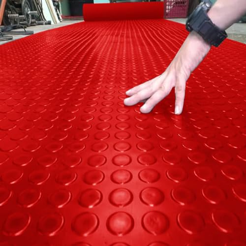 Premium Garage Bodenbelag Roll Mats - Coin-Grip Gummi leicht zu reinigen schneidbar DIY Parkmatte erhältlich in Rot, Größen 0.6 m, 2.1 m, 3.4 m, 4.6 m (1.2 x 5.4m/3.9 x 17.7ft) von Generisch
