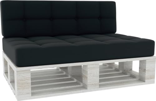 Premium Garten-Sitzkissen, schwarzes Schaumstoffpolster und Rückenlehnen-Set (120 x 80 cm Sitz + 120 x 40 cm Rückenlehne), bequeme Sitzgelegenheit im Freien, stilvolles Terrassen-Upgrade von Generisch