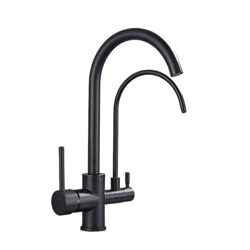 Premium Küchenarmatur - Ausziehbarer Wasserfilter Wasserhahn 2/3 Wege Mischbatterie Spültisch Kran in Gold/Schwarz/Chrom - Elegante Beige Punkte Finish für gereinigtes Trinkwasser von Generisch