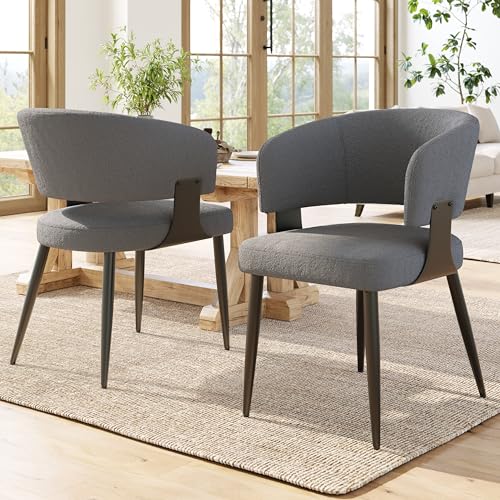 Premium Lammfell Esszimmerstuhl Set (2er) – Ergonomisch, Anpassbare Füße & Elegantes Design – Beige/Grau – Traglast 150kg, Schnelle Montage in 15 Min von Generisch