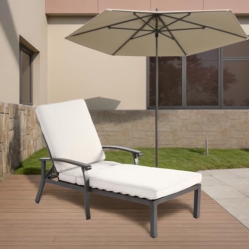 Premium Outdoor-Liege mit Verstellbarer Rückenlehne & wasserfester Bezug – Rostfreies Aluminiumgestell, atmungsaktive Polyester-Polsterung in Beige für Garten, Pool & Terrasse von Generisch