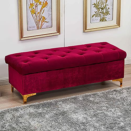 Premium Polsterhocker mit Stauraum – Moderner Samt Fußhocker für Wohnzimmer und Schlafzimmer – Multifunktionale Schuhbank und Flursitz von Generisch