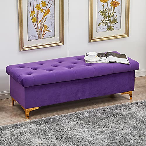 Premium Polsterhocker mit Stauraum – Moderner Samt Fußhocker für Wohnzimmer und Schlafzimmer – Multifunktionale Schuhbank und Flursitz von Generisch