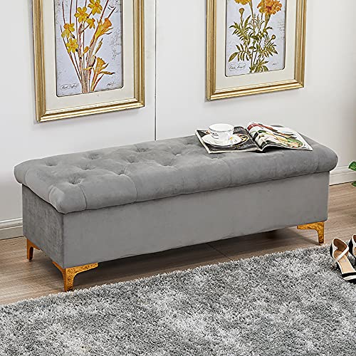 Premium Polsterhocker mit Stauraum – Moderner Samt Fußhocker für Wohnzimmer und Schlafzimmer – Multifunktionale Schuhbank und Flursitz von Generisch