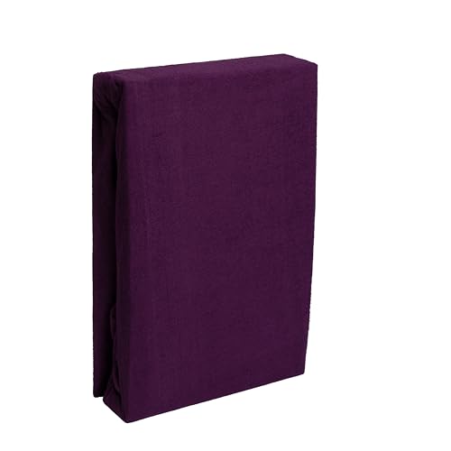 Premium Textiles Frottee Spannbettlaken, 80% Baumwolle - 20% Polyester, 10 Farben, für Matratzen 25-35 cm (Aubergine, 140-160 x 200 cm | Steghöhe bis zu 25 cm) von Generisch