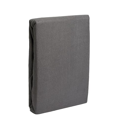 Premium Textiles Frottee Spannbettlaken, 80% Baumwolle - 20% Polyester, 10 Farben, für Matratzen 25-35 cm (Grau, 140-160 x 200 cm | Steghöhe bis zu 25 cm) von Generisch