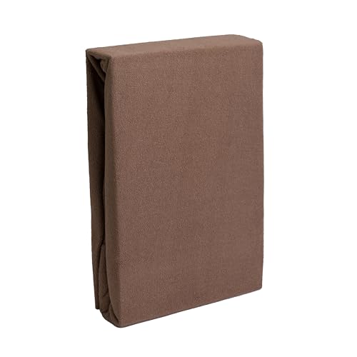 Premium Textiles Frottee Spannbettlaken, 80% Baumwolle - 20% Polyester, 10 Farben, für Matratzen 25-35 cm (Nougatbraun, 140-160 x 200 cm | Steghöhe bis zu 25 cm) von Generisch