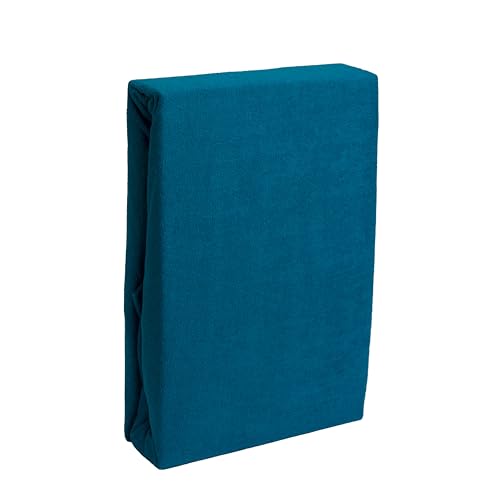 Premium Textiles Frottee Spannbettlaken, 80% Baumwolle - 20% Polyester, 10 Farben, für Matratzen 25-35 cm (Petrol, 140-160 x 200 cm | Steghöhe bis zu 25 cm) von Generisch