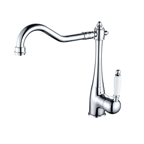 Premium Verchromte Küchenspüle Mischbatterie - 1 Loch Einhebel Drehbar Messing Wasserhahn für Warm- und Kaltwasser Modernes Design Einfache Installation und Stilvoll von Generisch