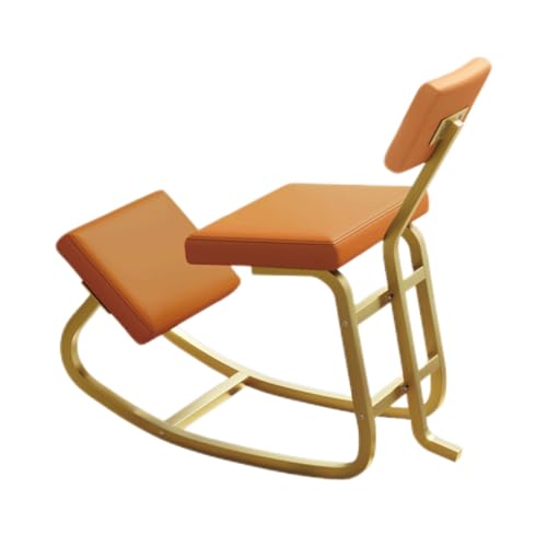 Professioneller ergonomischer Kniestuhl, Kniestuhl mit variablem Balans, Desktop-Haltungskorrektur, for die Haltungszirkulation(Orange,85X45X78cm-Gold) von Generisch