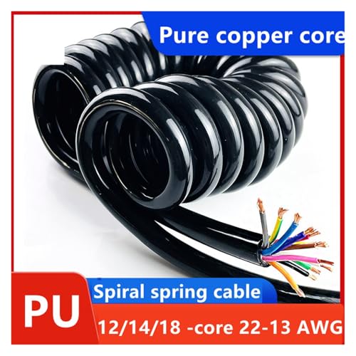 Pu-Federkabeldraht – 12/14/18/21-adriger Spiral-Teleskopdraht, 15–20 AWG, 1 bis 15 Meter dehnbare Länge(Stretch 11 meter,18 cores 20 AWG) von Generisch