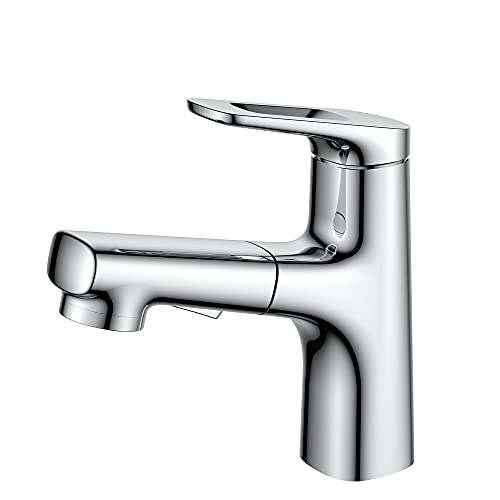 Pull-Down-Badezimmerarmatur, Einloch-Mischbatterie für Waschbecken, Warm- und Kaltwasser, vielseitig einsetzbar in Küche oder Bad, mit abnehmbarem Sprüher, modernes Design. Pull-Down-Badezimmerarmatur, Einloch-Mischbatterie für Waschbecken, Warm- und Kaltwasser, vielseitig einsetzbar in Küche oder Bad, mit abnehmbarem Sprüher, modernes Design. von Generisch
