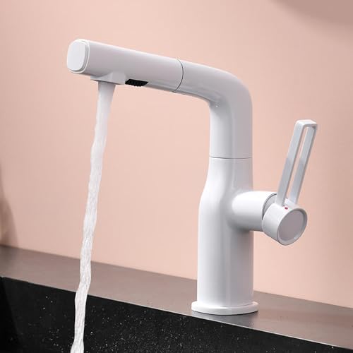 Pull Down Küchenarmatur 2 Modi Wasserauslass heiß & kalt weiß Küchenspüle Wasserhahn Grifos Cocina Extraíble Modern Monomando Design Einfache Installation von Generisch