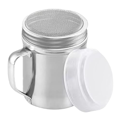 Pulverstreuer aus Edelstahl | mit staubdichtem Deckel, Salz- und Pfefferstreuer, Behälterspender mit Griff für Kaffee, Zucker, Mehl, Backtisch, Bar, Camping von Generisch