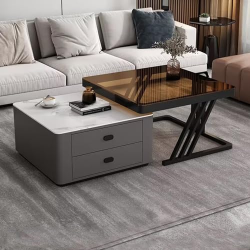 Quadratische Couchtische aus Glas mit Metallrahmen für Wohnzimmer, moderner Akzent-Beistelltisch für kleine Räume, 2 Stück Quadratische Couchtische aus Glas mit Metallrahmen für Wohnzimmer, moderner Akzent-Beistelltisch für kleine Räume, 2 Stück von Generisch