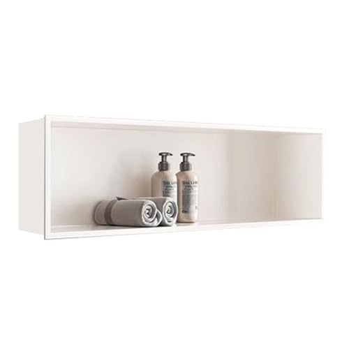 Quadratische Duschwand, 72 x 32 cm, Edelstahl, versenktes Duschregal für einfache Installation, Badezimmer, Renovierung, Heimwerker, modernes Design, weiße Oberfläche von Generisch