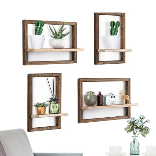 Quadratische Schweberegale, Wandregale aus Holz, geometrische Wanddekoration, Würfel-Heimaufbewahrung, modernes Wandregal, stilvolle schwebende Regale, stabiles Holzregal, vertikale Wandaufbewahrung, von Generisch