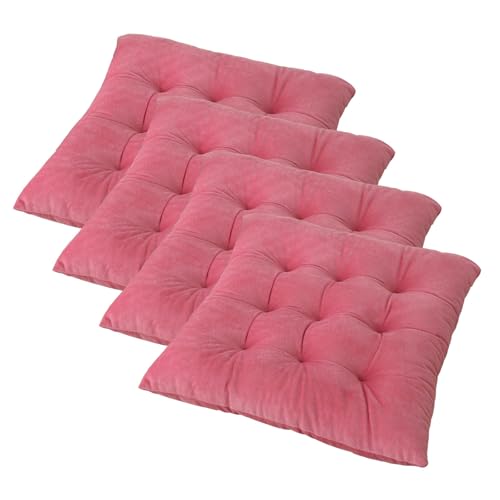 Quadratische Sitzkissen, 4 Stück, 40 x 40 cm, Küchenstuhlkissen mit Bändern, bequeme Esszimmerstuhl-Pads für Heimdekoration und Esszimmer Quadratische Sitzkissen, 4 Stück, 40 x 40 cm, Küchenstuhlkissen mit Bändern, bequeme Esszimmerstuhl-Pads für Heimdekoration und Esszimmer von Generisch