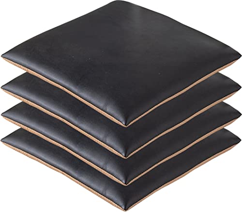 Quadratische Stuhlpolster, Leder-Sitzkissen, 4 Packungen, für Esszimmer, Küche, Büro, mit maschinenwaschbarem Bezug, wasserdicht und langlebig, weiches Kissen-Set (schwarz, 40 x 40 cm) von Generisch