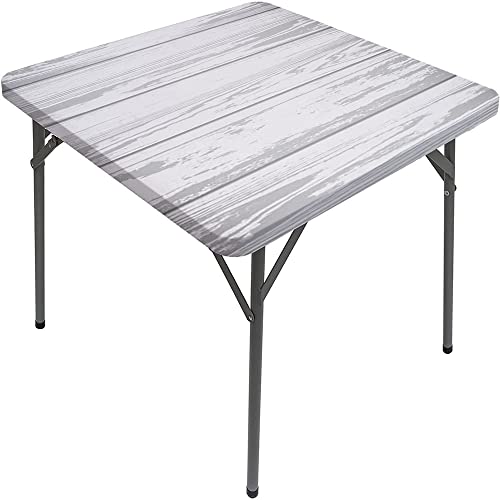 Quadratische Tischdecke aus Holzbrett, Holzbrettstruktur, elastischer Rand, abwischbar, geeignet für 61 x 61 cm große quadratische Tische von Generisch