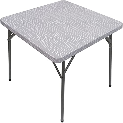 Quadratische Tischdecke aus Holzbrett, Holzbrettstruktur, elastischer Rand, abwischbar, geeignet für 61 x 61 cm große quadratische Tische von Generisch