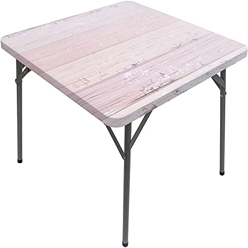 Quadratische Tischdecke aus Holzbrett, Holzbrettstruktur, elastischer Rand, abwischbar, geeignet für 61 x 61 cm große quadratische Tische von Generisch
