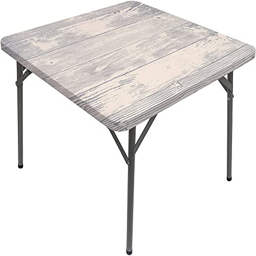 Quadratische Tischdecke aus Holzbrett, Holzbrettstruktur, elastischer Rand, geeignet für Buffet und Camping, passend für 106,7 x 106,7 cm große quadratische Tische von Generisch