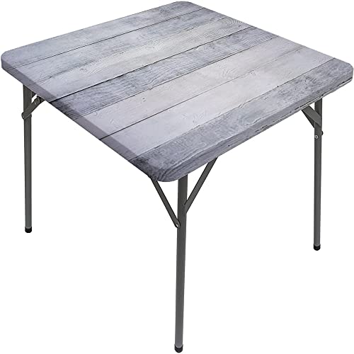 Quadratische Tischdecke aus Holzbrett, Holzbrettstruktur, elastischer Rand, geeignet für Buffet und Camping, passend für 61 x 61 cm große quadratische Tische von Generisch