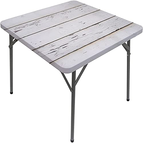 Quadratische Tischdecke aus Holzbrett, Holzbrettstruktur, elastischer Rand, geeignet für Buffet und Camping, passend für 81,3 x 81,3 cm große quadratische Tische von Generisch