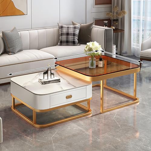 Quadratischer Couchtisch mit Stauraum, modernes Metallrahmen-Design, 2er-Set für Wohnzimmer, Büro Quadratischer Couchtisch mit Stauraum, modernes Metallrahmen-Design, 2er-Set für Wohnzimmer, Büro von Generisch