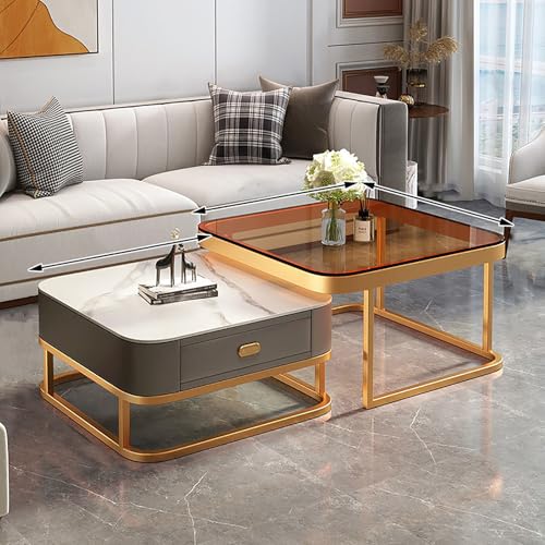 Quadratischer Couchtisch mit Stauraum, modernes Metallrahmen-Design, 2er-Set für Wohnzimmer, Büro Quadratischer Couchtisch mit Stauraum, modernes Metallrahmen-Design, 2er-Set für Wohnzimmer, Büro von Generisch