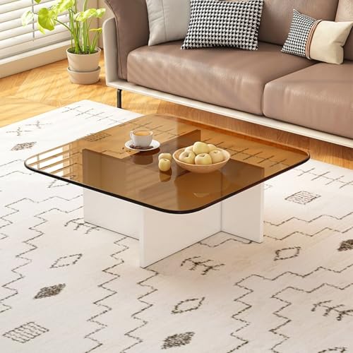 Quadratischer Couchtisch mit gehärtetem Glas, moderner Akzent für Wohnzimmer und Büro von Generisch