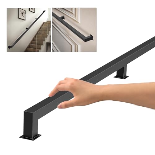 Quadratischer Eisenrohr-Handlauf für Treppen - Rutschfestes Metalltreppengeländer für Innen- und Außenwandmontage, Sicherheitsstützstange Quadratischer Eisenrohr-Handlauf für Treppen - Rutschfestes Metalltreppengeländer für Innen- und Außenwandmontage, Sicherheitsstützstange von Generisch