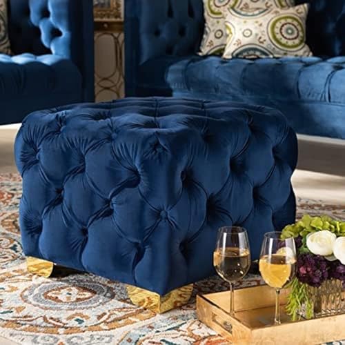 Quadratischer Ottoman-Fußhocker mit Knöpfen, für Wohnzimmer oder Schlafzimmer, gepolsterte Fußstütze, Couchtisch Quadratischer Ottoman-Fußhocker mit Knöpfen, für Wohnzimmer oder Schlafzimmer, gepolsterte Fußstütze, Couchtisch von Generisch
