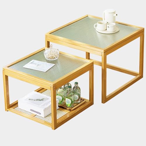 Quadratischer Stapelbarer Balkontisch mit Tischplatte aus gehärtetem Glas und Holzrahmen Rustikaler Stil Outdoor Tisch Kratzfeste freie Kombination Perfekt für Terrasse und Garten Quadratischer Stapelbarer Balkontisch mit Tischplatte aus gehärtetem Glas und Holzrahmen Rustikaler Stil Outdoor Tisch Kratzfeste freie Kombination Perfekt für Terrasse und Garten von Generisch