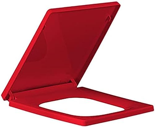 Quadratischer länglicher WC-Sitz mit dickem, leise schließendem Deckel, rutschfeste Sitzstoßstangen, einfach zu installieren, passend für U/V-Standard-Toiletten (rot) von Generisch