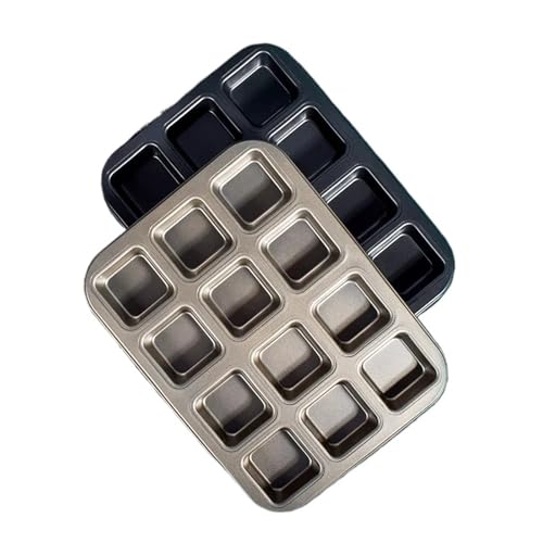 Quadratisches Mehrzweck-Backblech mit 12 Mulden, antihaftbeschichtete Mini-Muffin-Backform, quadratisches Muffinblech, korrosionsbeständiges Backgeschirr(2pcs 12 Cavity) von Generisch