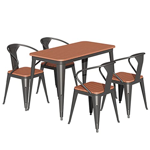 Quadratisches Outdoor-Esszimmer-Set mit 4 Stühlen – robuster Gartentisch für Hinterhof, Terrasse und Deck-Unterhaltung von Generisch